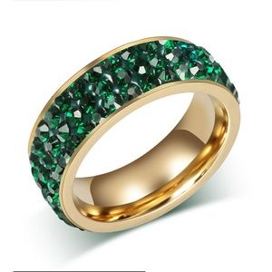 Gorgeous Gold Plated Green CZ Ring